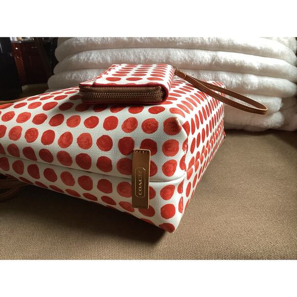 Vintage Coach Painted Dot Tote & Matching Wallet Unique - Picture 4 of 12